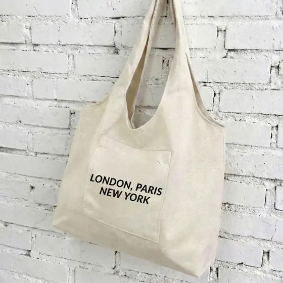 Eco Bag Linho Cru Com Bolso Frontal Tote Bag Premium