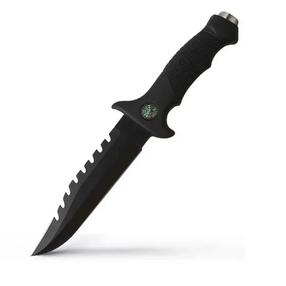 Faca Esportiva com Bússola Tática Com Bainha de nylon caça pesca camping churrasco trilha rambo