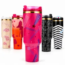 Copo Térmico 1200ml Com Canudo Tampa e Alça Estampado Bebidas Quentes e Frias