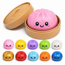 Squishy Dumpling Surpresa Antiestresse Slow Rising Brinquedo Sensorial com Cestinho
