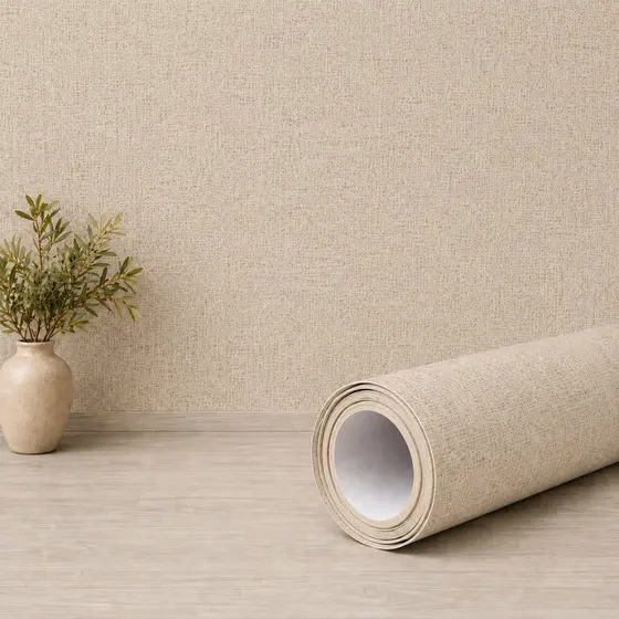 Papel de Parede Linho Bege 45cm x 5m Autoadesivo Lavável Textura Linho Sala Quarto Decorativo