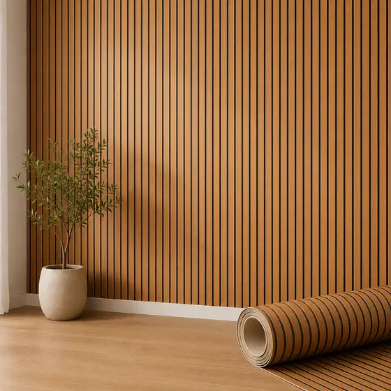 Papel de Parede Ripado Madeira 3D Autoadesivo 10m x 45cm Painel Decorativo Sala Quarto TV Fácil Aplicação