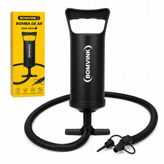Bomba De Ar Manual Portátil Com Mangueira E Bicos Para Bolas Boias Piscinas Infláveis BOM-8810