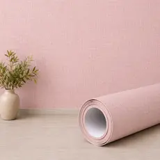 Papel de Parede Linho Rosa 45cm x 5m Autoadesivo Lavável Textura Linho Sala Quarto Decorativo