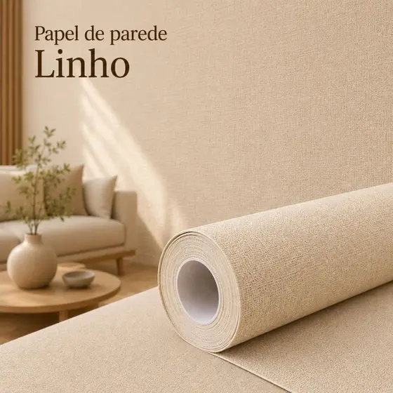 Papel de Parede Tons de Linho Autoadesivo Fácil Aplicação 45cm Lavável Rolo 10m Estilo Moderno