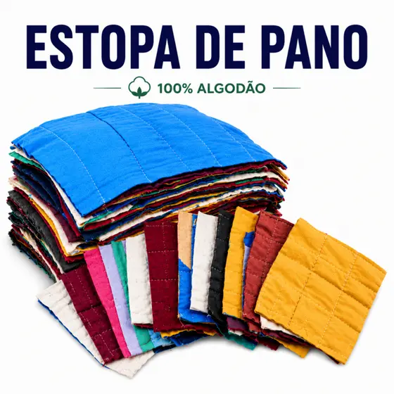Estopa De Pano 100% Algodão Costurada Limpeza Multiuso 30 A 150 Unidades