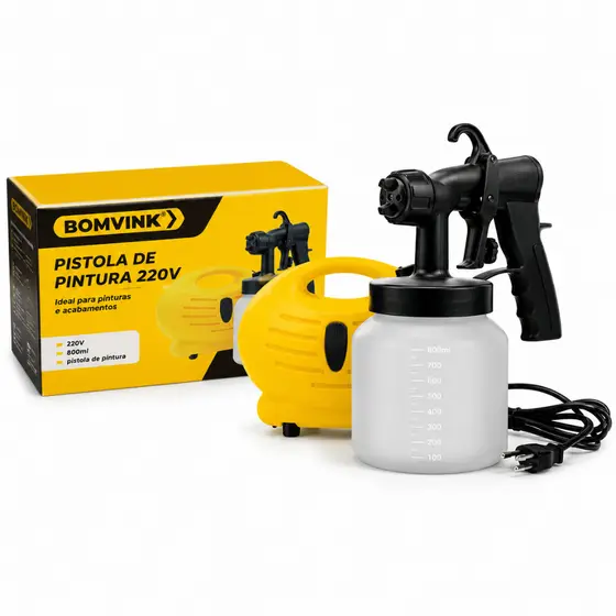 Pistola De Pintura Elétrica 220V 800ml Pulverizador Para Móveis Portas Paredes