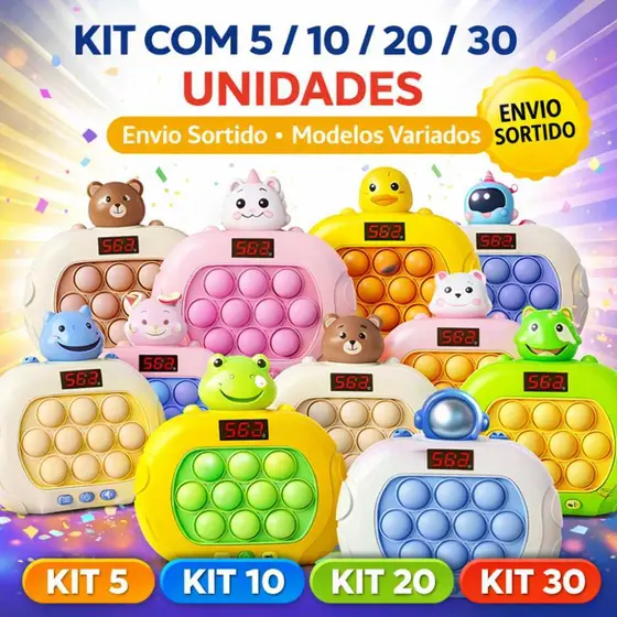 Kit 5 10 20 30 Fast Push Game Pop It Eletrônico Anti Estresse Infantil Envio Sortido Presente Festa
