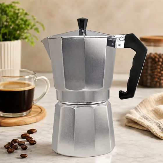 Cafeteira Italiana Clássica Alumínio Moka Express Faz Até 9 ou Até 3 Xícaras Café Expresso S/ Filtro