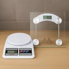 Kit Balança de Banheiro + Balança de Cozinha Pesar Alimentos Fitness Academia Verão Nutrição Saúde