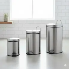 Lixeira Inox Com Pedal E Cesto Removível 3L 5L 12L Redonda Premium Para Banheiro Cozinha Escritório
