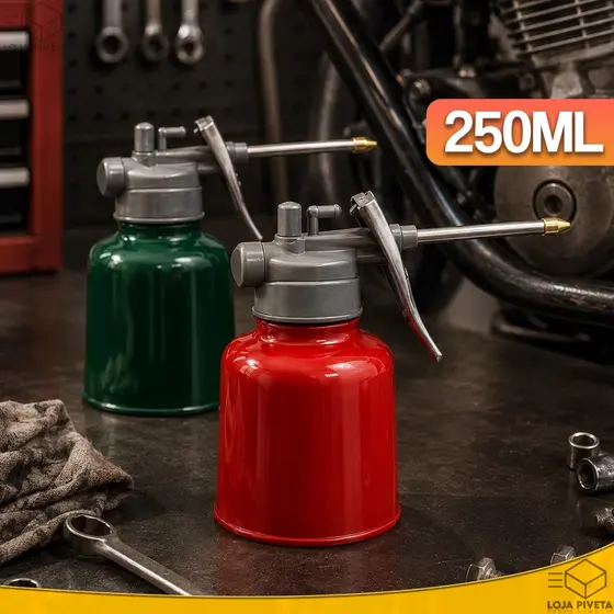 Almotolia Bomba Óleo Ferro e Plástico Para Lubrificar Engraxar Mecânico Bicicleta Carro Moto 250ML