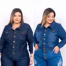 Jaqueta Jeans Plus Size Feminina com Lycra