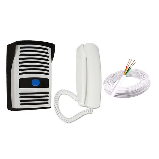 Kit Interfone Porteiro Eletrônico Residêncial + 25 Mts de Cabo