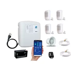 Central de Alarme Wifi APP Gratuito 4 Sensores Presença COM FIO completo