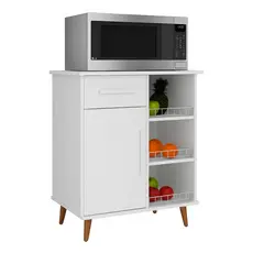 Fruteira Balcão C/ Suporte P/ Microondas Portas + Gavetas Cor Branco