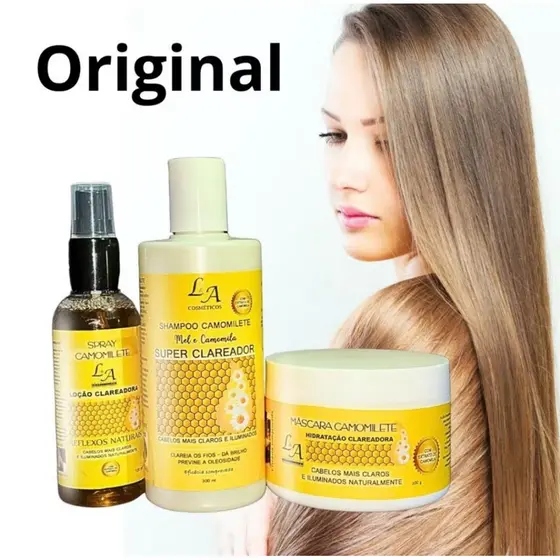 Kit Camomilete Super Clareador Mel e Extrato de Camomila L&A Cosméticos 2x300g 1x120ml