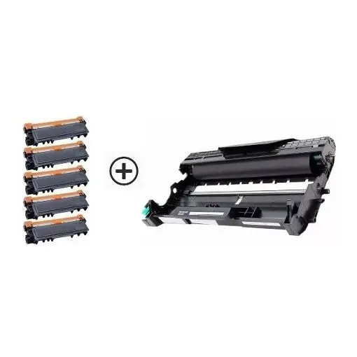 Kit Cilindro Dr-2340 + 05 Cartucho Toner Tn-2370 Dcp-l2540dw