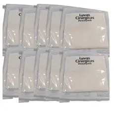 Luvas Cirúrgicas Látex com Pó Descarpack Caixa com 10 Pares - Esterilizadas para Odontologia Cirurgi