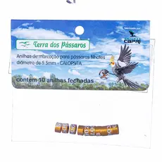 Anilhas Fechadas para Marcação - 5.5 mm - Calopsita - Rosela - 10 un. - Dourado