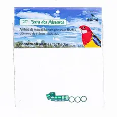 Anilhas Fechadas para Marcação - 5.5 mm - Calopsita - Rosela - 10 un. - Verde Claro