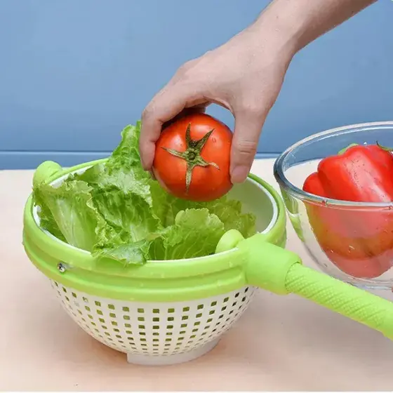 Escorredor Ajustável Centrifuga De Saladas Frutas E Alimento Secador Retrátil Multiuso Plástico