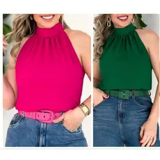 Kit com 2 Blusas Gola Alta Laço DUNA