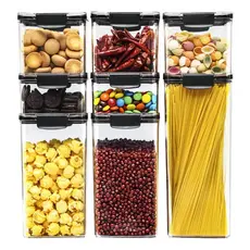 Kit 8 Potes Plástico Herméticos Tampa com Trava com Vedação para Mantimentos 8 Peças