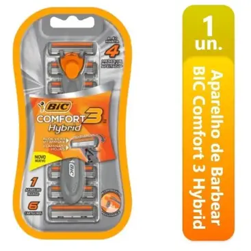 Aparelho de Barbear Bic Comfort Hybrid - Cabeça Móvel, Cabo Ergonômico, Fita Lubrificante