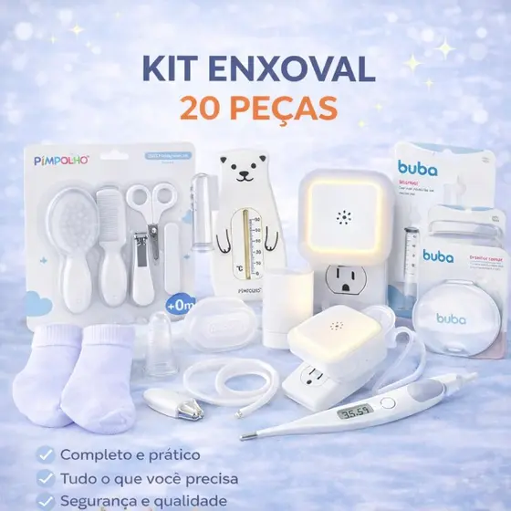 Kit Enxoval Bebê 20 Peças Completo Higiene e Cuidados Recém-Nascido