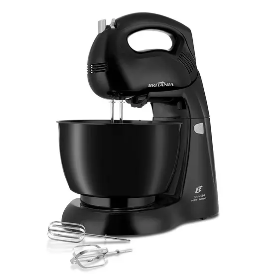 Batedeira Britânia 500W 4 velocidades Turbo Preto Pérola 550