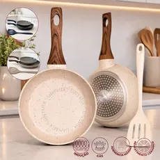Kit Frigideira Antiaderente em Cerâmica Indução - 20cm e 24cm + Espátula