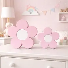Kit Flores Decorativas Quarto Bebê Menina Jardim Encantado Nicho Cômoda Prateleira Decoração Infantil 2 Peças