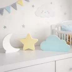 Kit Decoração Infantil Lua Estrela e Nuvem | Quarto Bebê | Decoração Cl