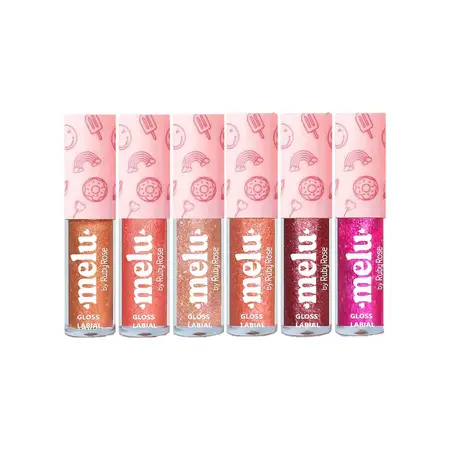 Gloss Labial Ruby Rose Melu – Brilho Intenso, Hidratação, Textura Leve e Acabamento Espelhado