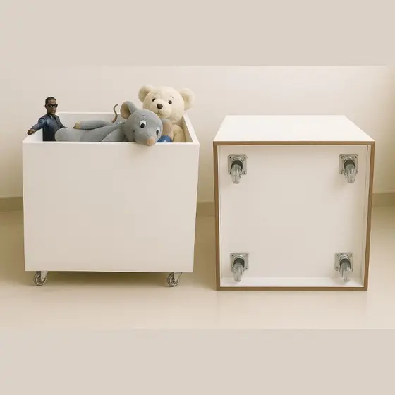Baú Organizador 100% MDF com Rodízios em Gel – Acabamento Premium - Baú Multiuso