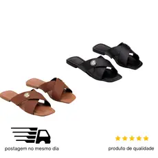 Rasteira Feminina Tiras Cruzadas Em X ,Rasteirinha Feminina Flat Tiras Cruzadas Em X