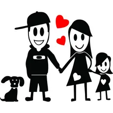 Adesivo Decorativo Casal Namorado Cachorro Familia Pra Carro