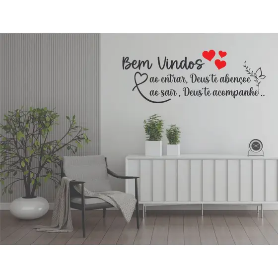 Adesivo de parede frase bem vindo decoração em vinil