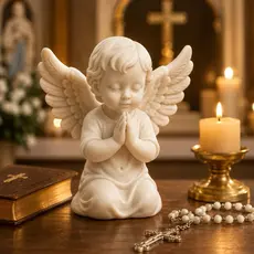 Anjo Querubim Decorativo 10 cm em PLA – Estátua Religiosa 3D para Quarto de Bebê, Batizado, Oração e Decoração Cristã
