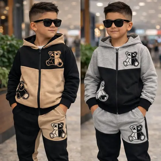 Conjunto Infantil Menino Kit De Inverno Agasalho Moletinho Calça+Casaco 4 ao 14