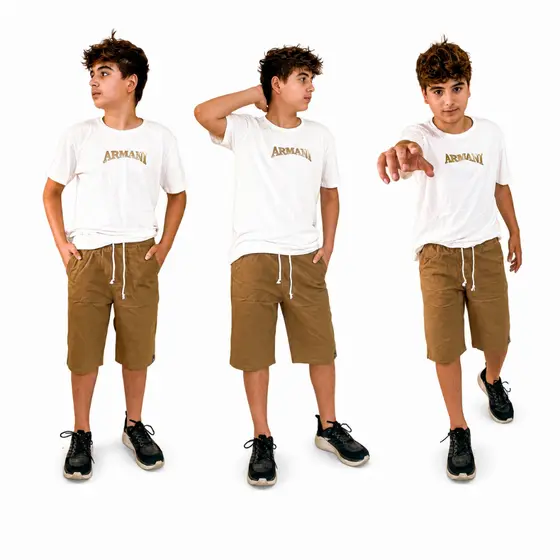 Short Masculino Infantil/Juvenil em Sarja – Caqui, Preto e Marrom (Tam. 2 ao 16)