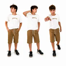Short Masculino Infantil/Juvenil em Sarja – Caqui, Preto e Marrom (Tam. 2 ao 16)