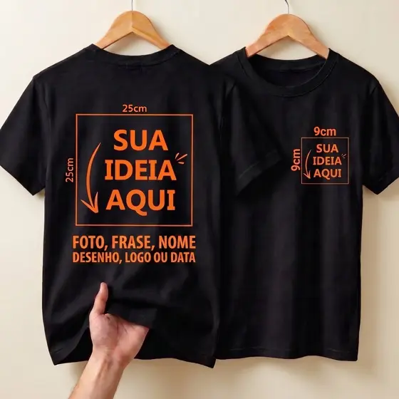 Camiseta Feminina Masculina Infantil Personalizada Sua Arte Desenho Logo Personagem 100% Algodão