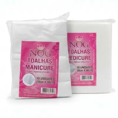 Kit de toalhas Descartáveis Higiênicas Manicure e Pedicure - NOG Combo 100un (1 Pct 50uni Manicure/1 Pct Pedicure 50uni)