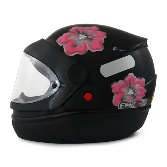 Capacete Moto Integral FW3 Automatic Femme Flores San Marino Viseira Cristal Forro Preto