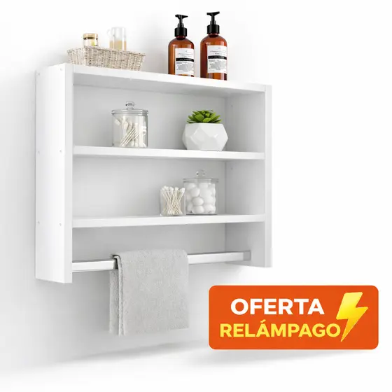 Nicho Para Banheiro com Suporte de To Branco MDF, Multiuso