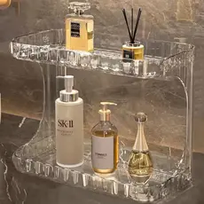 Prateleira Organizador 2 Andares Banheiro Multiuso Porta Maquiagem Cosméticos Acrilico Diamante