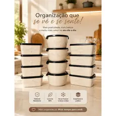 Kit com 12 Potes Plásticos Multiuso com Tampa Preta – Organização, Beleza e Praticidade para o Seu Dia a Dia!