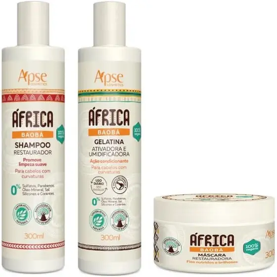KIT Apse África Baobá Shampoo e Gelatina 300ml e Máscara 300g